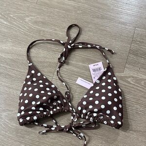Brown Polka Dot Bikini Top